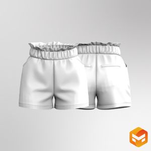Ladies Shirred Waistband Relaxed 3.00 Inch Inseam Shorts 3D Garment