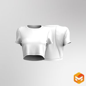 Ladies Short Sleeve Back Mesh Crop Tee 3D Garment