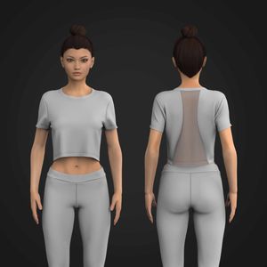 Ladies Short Sleeve Back Mesh Crop Tee Tech Pack