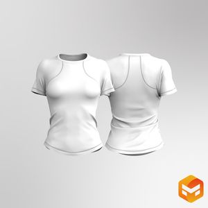 Ladies Short Sleeve Mesh Sleeve Fitted Top 3D Garment