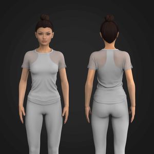 Ladies Short Sleeve Mesh Sleeve Fitted Top Tech Pack