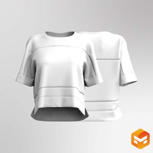Ladies Short Sleeve Relaxed Mesh Tee 3D Garment