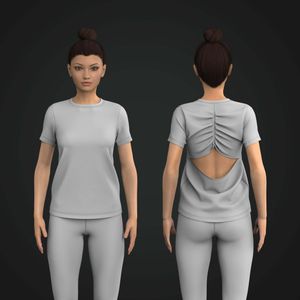 Ladies Short Sleeve Ruched Open Back Relaxed Tee Tech Pack