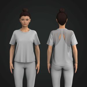 Ladies Short Sleeve Scallop Bottom Relaxed Mesh Tee Tech Pack