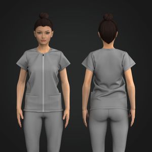 Ladies Short Sleeve Zip Up Scrub Top Tech Pack