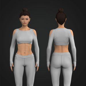 Ladies Shoulder Cut Out Runner Sleeve Crop Tee Tech Pack