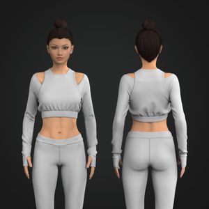 Ladies Shoulder Cut Out Runner Sleeve Crop Top Tech Pack