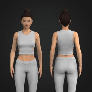 Ladies Side Cut Out Ribbed Crop Tank Top Tech Pack