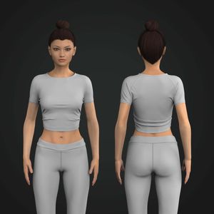 Ladies Side Dart Raglan Sleeve Scallop Bottom Crop Tee Tech Pack