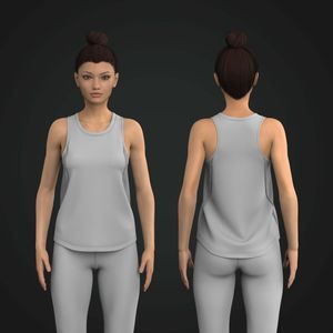 Ladies Side Mesh Scallop Bottom Tank Top Tech Pack