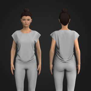 Ladies Side Ruching Extended Sleeves Relaxed Top Tech Pack