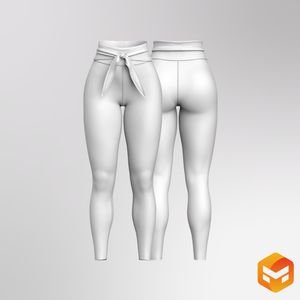 Ladies Side Ruching Knotted Leggings 3D Garment