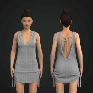 Ladies Side Ruching Open Back Cover Up Dress Tech Pack