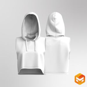 Ladies Sleeveless Cropped Hoodie - 3D Garment