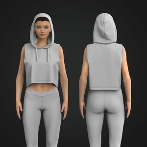 Ladies Sleeveless Cropped Hoodie Tech Pack