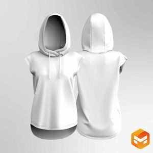 Ladies Sleeveless Scallop Bottom Hoodie - 3D Garment