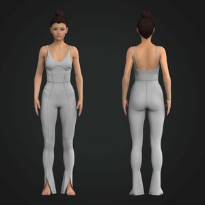 Ladies Sleeveless Split Hem Flared Pants Jumpsuit Tech Pack