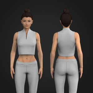 Ladies Sleeveless Stand Collar Split Neck Top Tech Pack