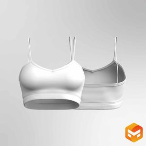Ladies Spaghetti Strap V-Neckline Sports Bra - 3D Garment