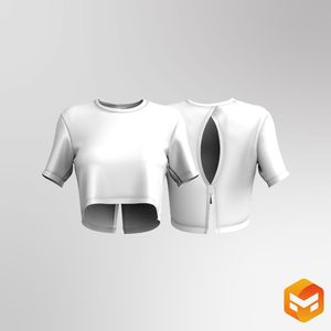 Ladies Split Back Cut Out Crop Tee - 3D Garment
