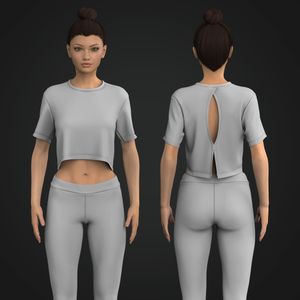 Ladies Split Back Cut Out Crop Tee