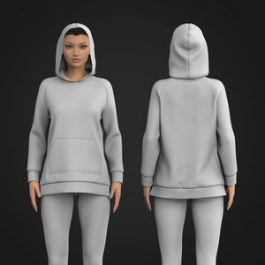 Ladies Split Hem Relaxed Raglan Sleeve Hoodie Tech Pack