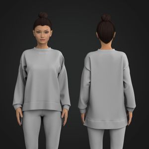 Ladies Split Hem Stepped Hem Relaxed Sweater Tech Pack