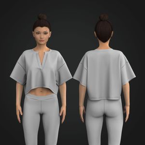 Ladies Split V-Neckline Collar Relaxed Stepped Hem Tee Tech Pack