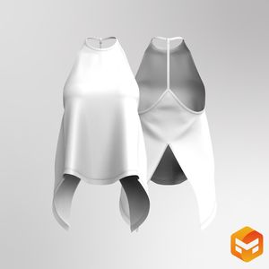 Ladies Split V-Shaped Back Scallop Bottom Tank Top 3D Garment