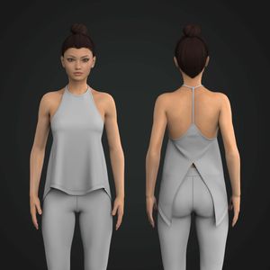 Ladies Split V-Shaped Back Scallop Bottom Tank Top Tech Pack
