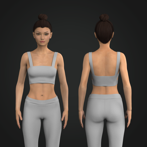 Ladies Square Neck Double Strap Cut Out Crop Top Tech Pack