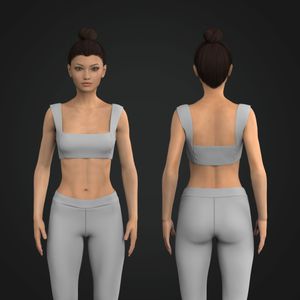 Ladies Square Neck Wide Strap Fitted Crop Top Tech Pack