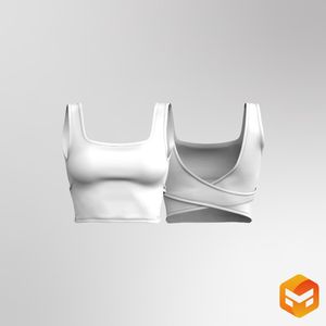 Ladies Square Neckline Criss Cross Overlapping Back Tank Top 3D Garment