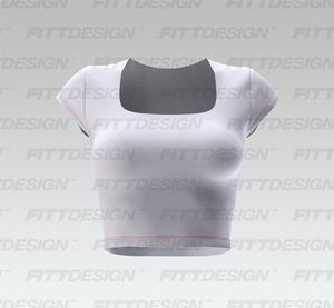Ladies Squared Neckline Cap Sleeve Crop Tee Smart Mockup