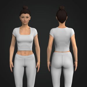 Ladies Squared Neckline Cap Sleeve Crop Tee Tech Pack