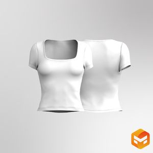 Ladies Squared Neckline Short Sleeve Tee 3D Garment