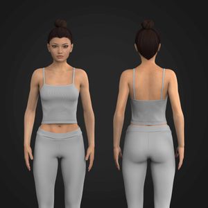 Ladies Squared Off Camisole Neckline Ribbed Crop Top Tech Pack