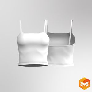 Ladies Squared Off Camsiole Neckline Ribbed Crop Top 3D Garment