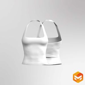Ladies Squared Off Halter Neckline Fitted Top 3D Garment