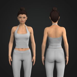 Ladies Squared Off Halter Neckline Fitted Top Tech Pack