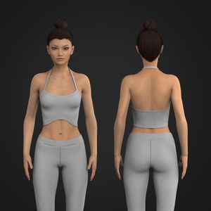 Ladies Squared Off Halter Neckline Sports Bra Tech Pack