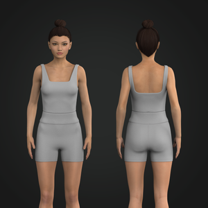 Ladies Squared Off Neckline 4.00 Inch Inseam Jumpsuit Tech Pack