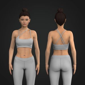 Ladies Squared Off Neckline Asymmetrical Strappy Sports Bra Tech Pack