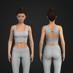 Ladies Squared Off Neckline Back Cut Out Sports Bra Tech Pack