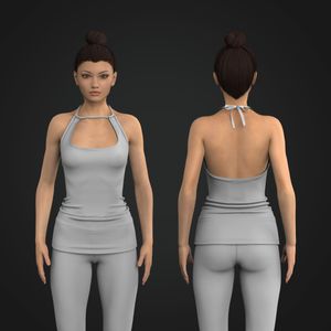 Ladies Squared Off Neckline Backless Tank Top Tech Pack