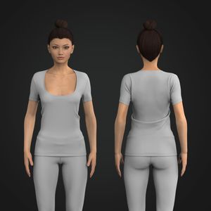 Ladies Squared Off Neckline Fitted Set In Sleeve Tee Tech Pack