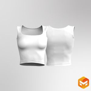 Ladies Squared Off Neckline Fitted Tank Top 3D Garment