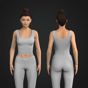 Ladies Squared Off Neckline Layered Style Crop Tank Top Tech Pack