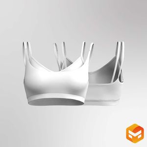 Ladies Squared Off Neckline Layered Style Strappy Bra 3D Garment