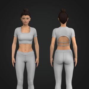 Ladies Squared Off Neckline Open Back Crop Tee Tech Pack